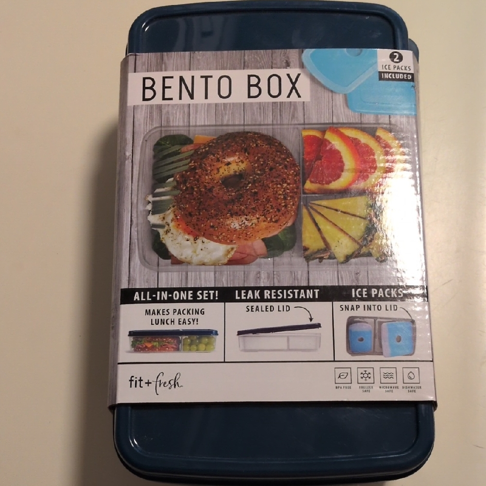 Fit‎ + Fresh Navy Bento Box with Ice Packs